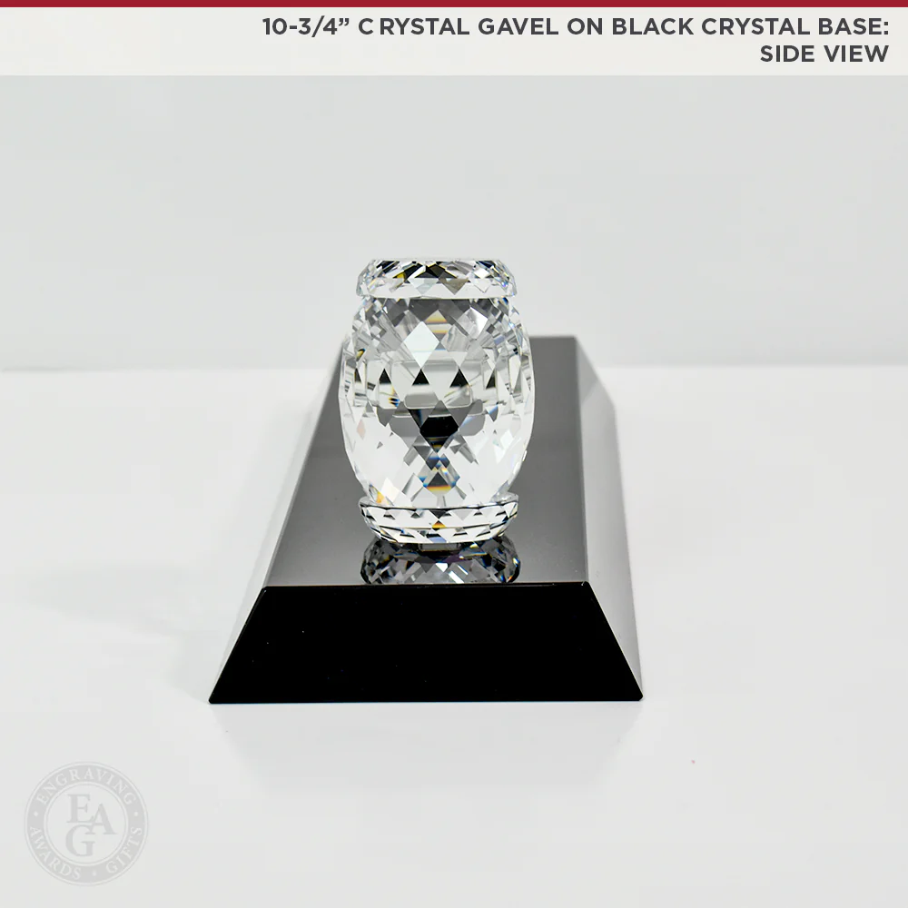 10-3/4" Crystal Gavel on Black Crystal Base - Image 6