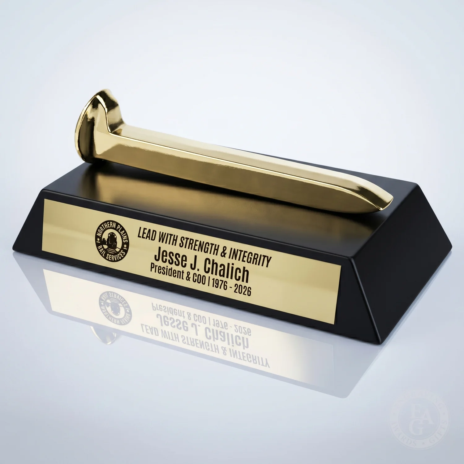 Gold Plated Ceremonial Railroad Spikes Awards Stands - Image 3