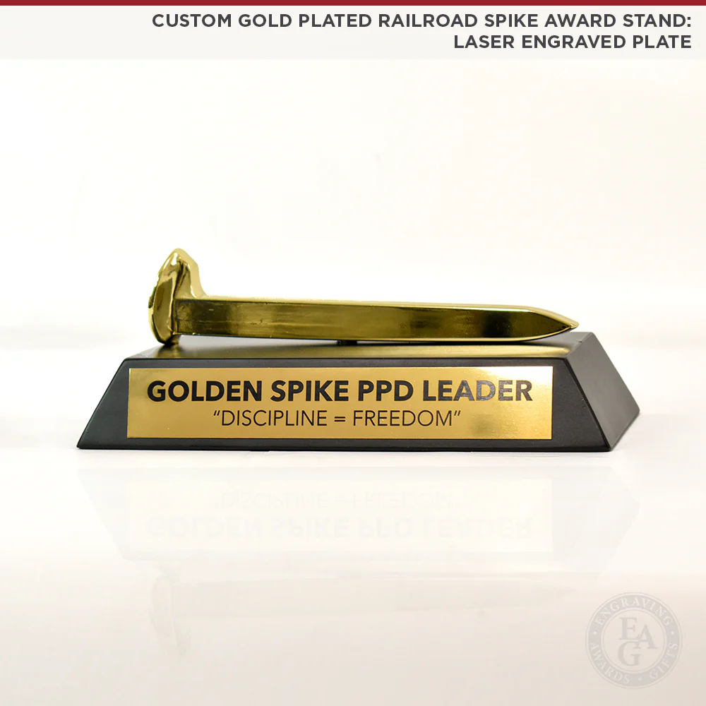 Gold Plated Ceremonial Railroad Spikes Awards Stands - Image 4