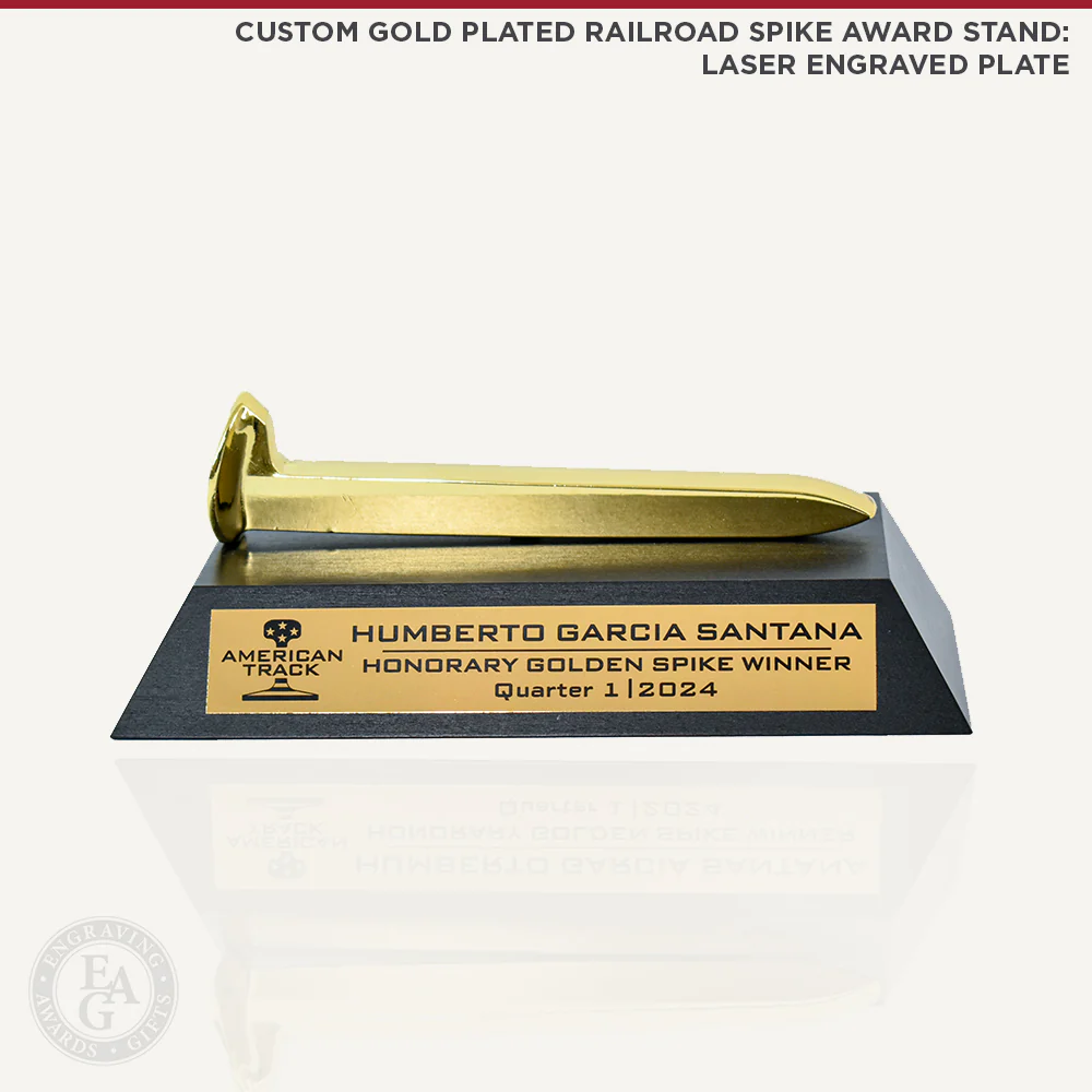 Gold Plated Ceremonial Railroad Spikes Awards Stands - Image 5