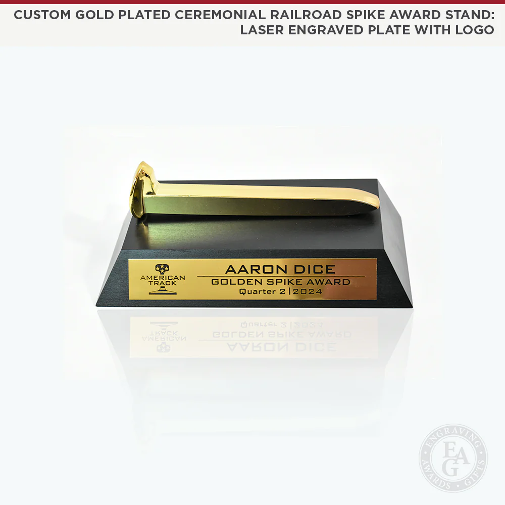 Gold Plated Ceremonial Railroad Spikes Awards Stands - Image 6