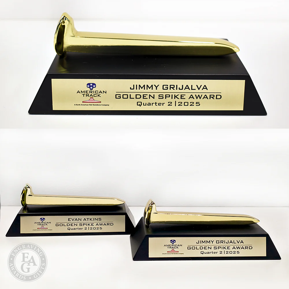 Gold Plated Ceremonial Railroad Spikes Awards Stands - Image 8