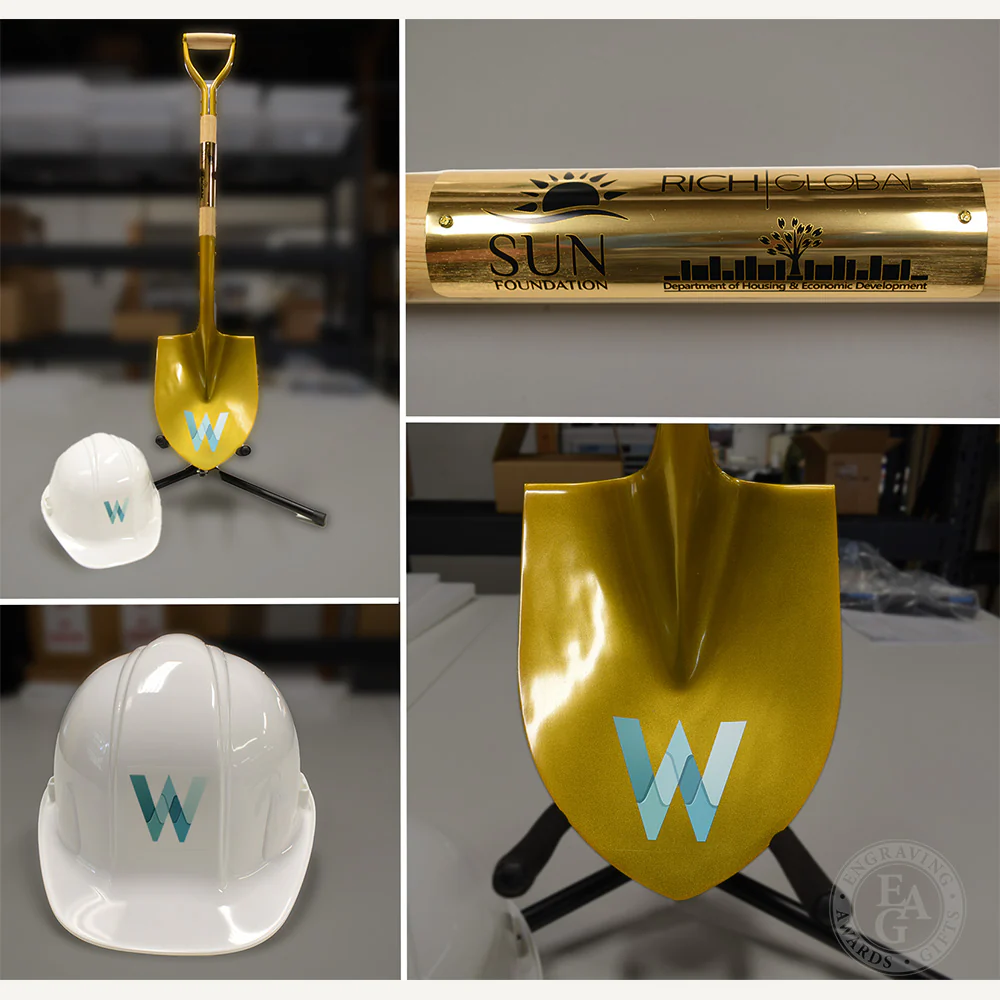 Gold Finish Ceremonial Groundbreaking Shovel - D-Handle - Image 40
