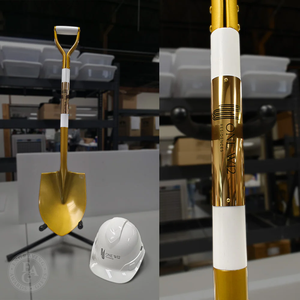 Gold Finish Ceremonial Groundbreaking Shovel - D-Handle - Image 41