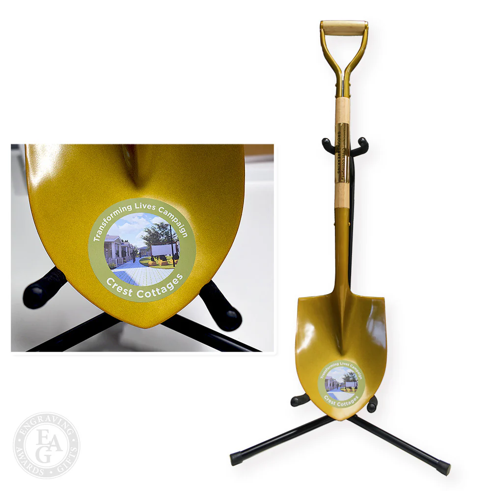 Gold Finish Ceremonial Groundbreaking Shovel - D-Handle - Image 44