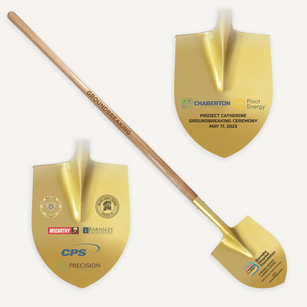Gold Finish Ceremonial Groundbreaking Shovel - Long Handle