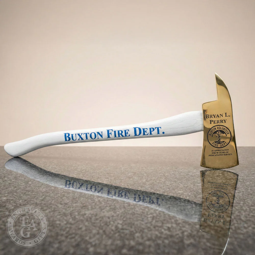 36" Gold Plated Ceremonial Firefighter Axe - Custom Painted - Image 7