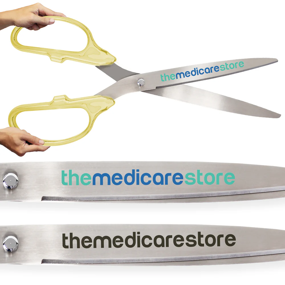 36" Gold Plated Ribbon Cutting Scissors with Silver Blades