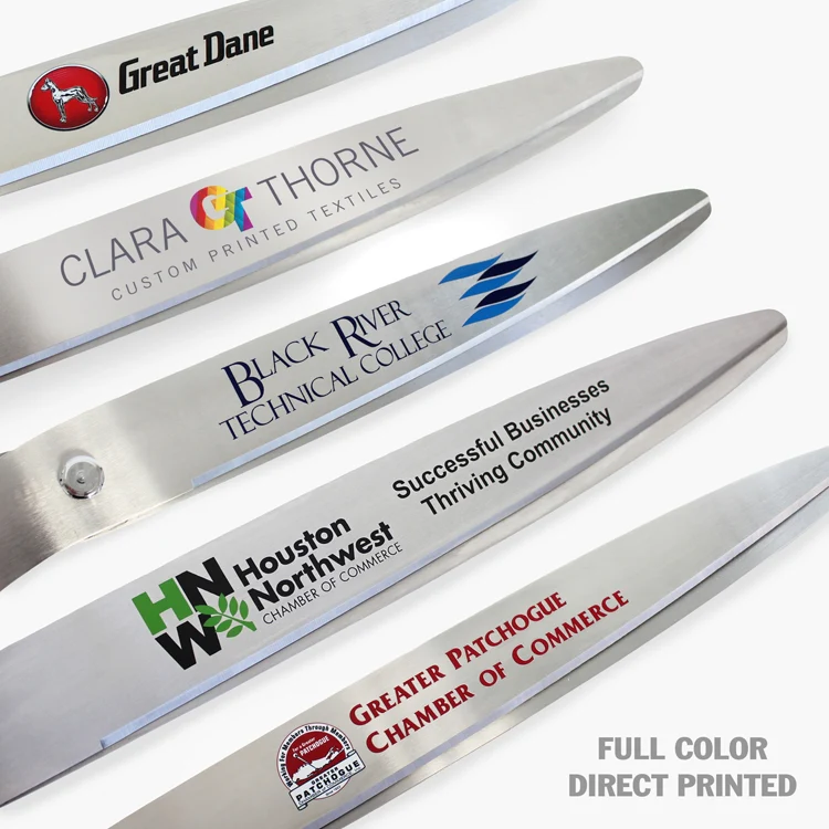 36" Gold Plated Ribbon Cutting Scissors with Silver Blades - Image 6
