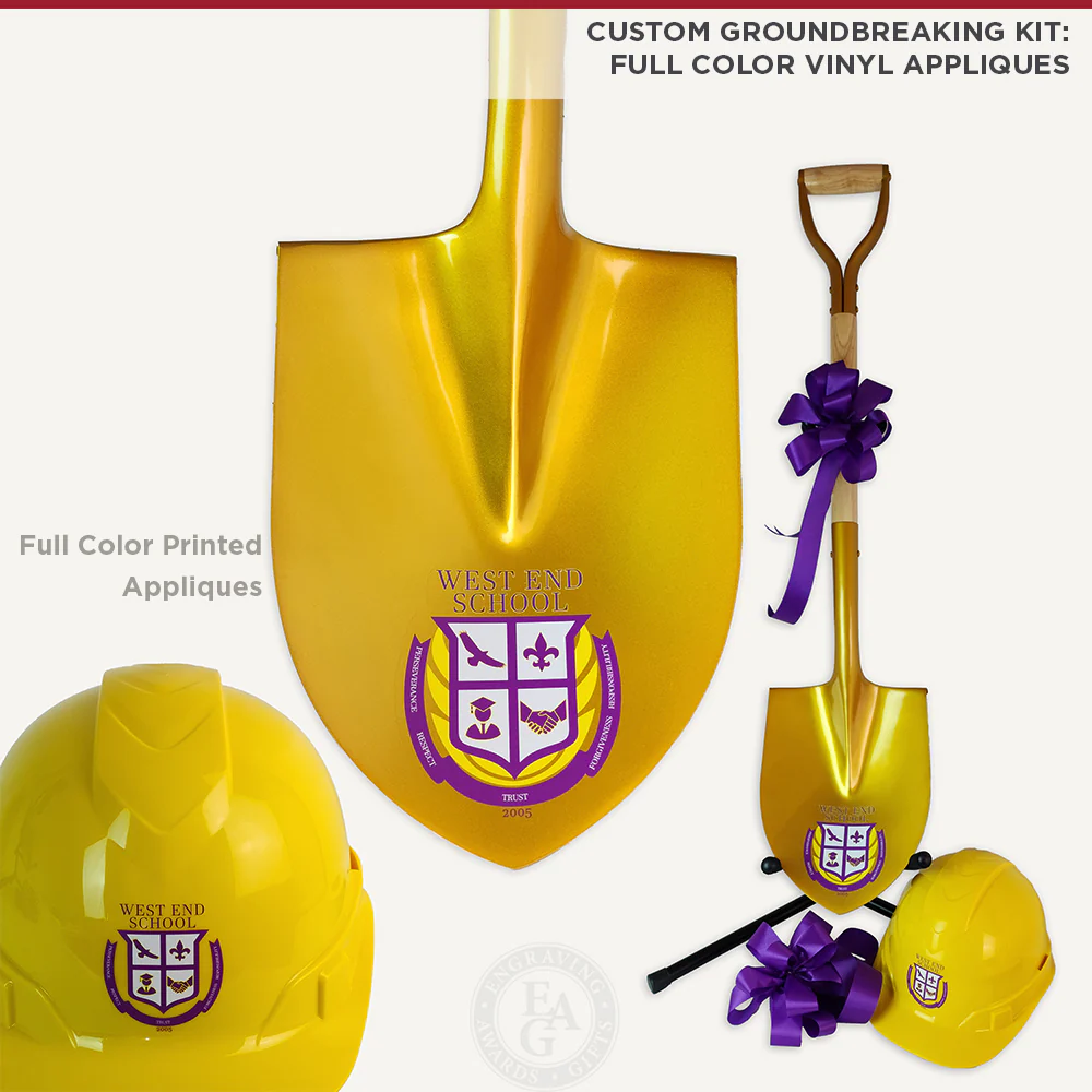 Groundbreaking Ceremonial Shovel Kit - Gold Finish D-Handle - Image 22