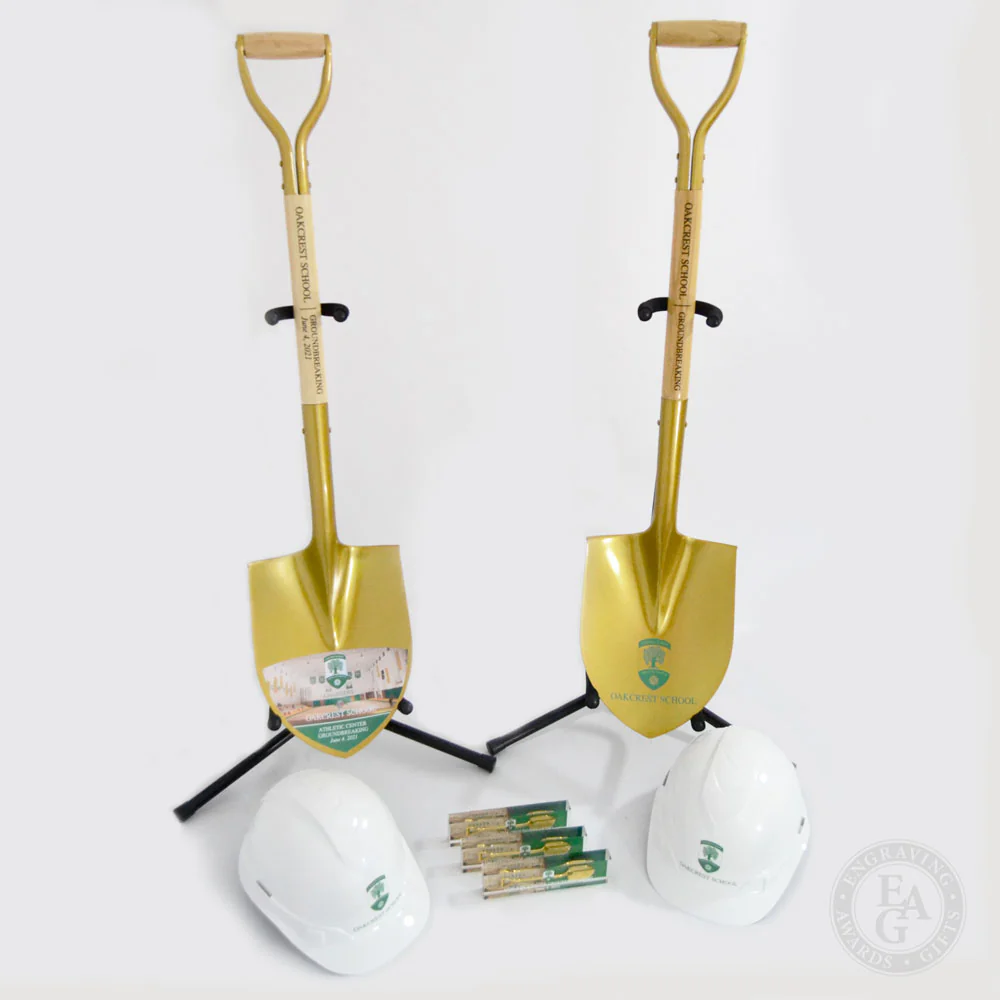 Groundbreaking Ceremonial Shovel Kit - Gold Finish D-Handle - Image 25
