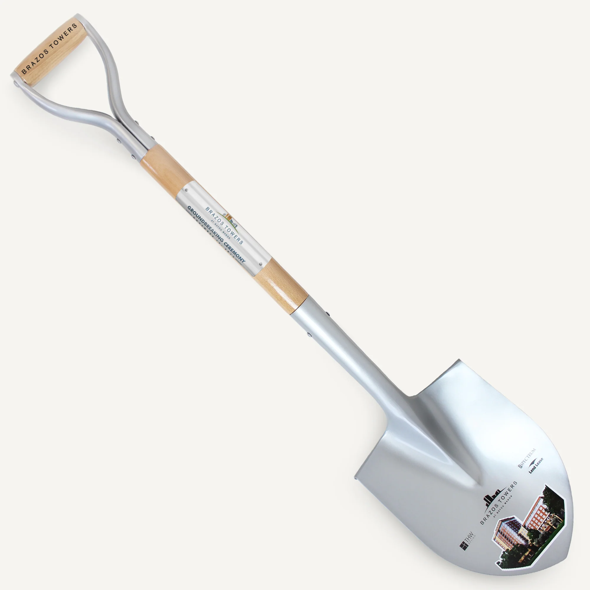 Groundbreaking Ceremonial Shovel Kit - Silver Finish D-Handle - Image 19