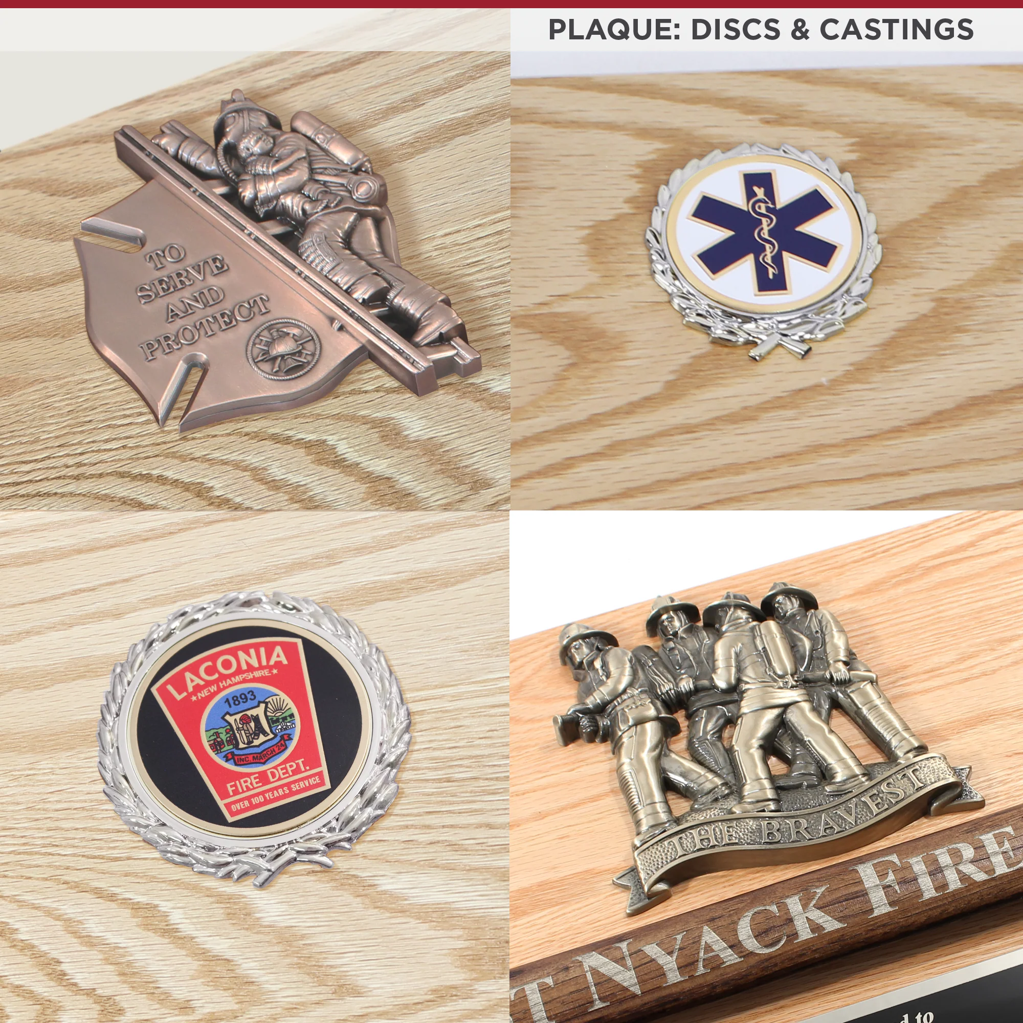 18x18 Oak Maltese Cross Firefighter Plaque - Chrome Axe - Image 8