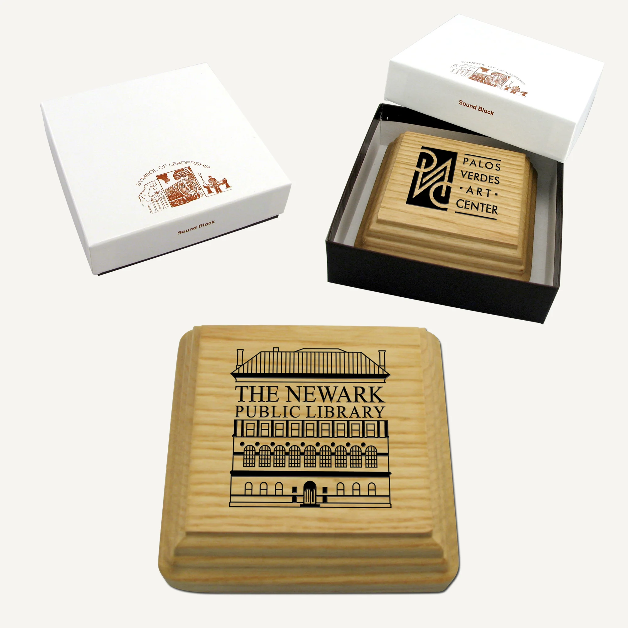 Oak Style Gavel Sound Block with Gift Box
