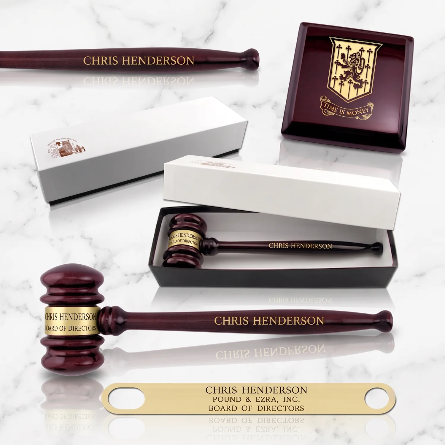 Piano Finish 10-1/2" Gavel with Sound Block & Gift Box