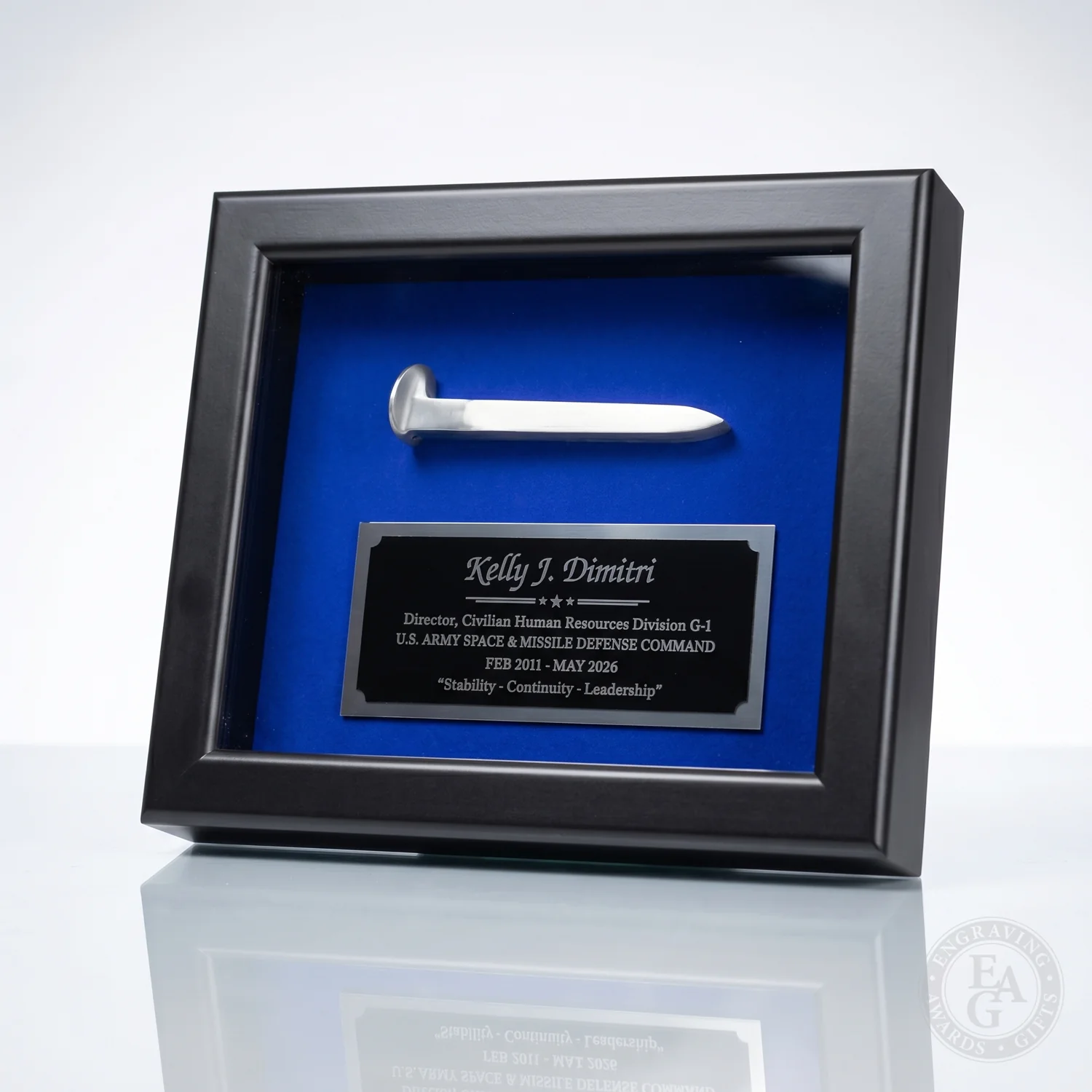 Satin Silver Ceremonial Railroad Spikes Display Cases - Image 3