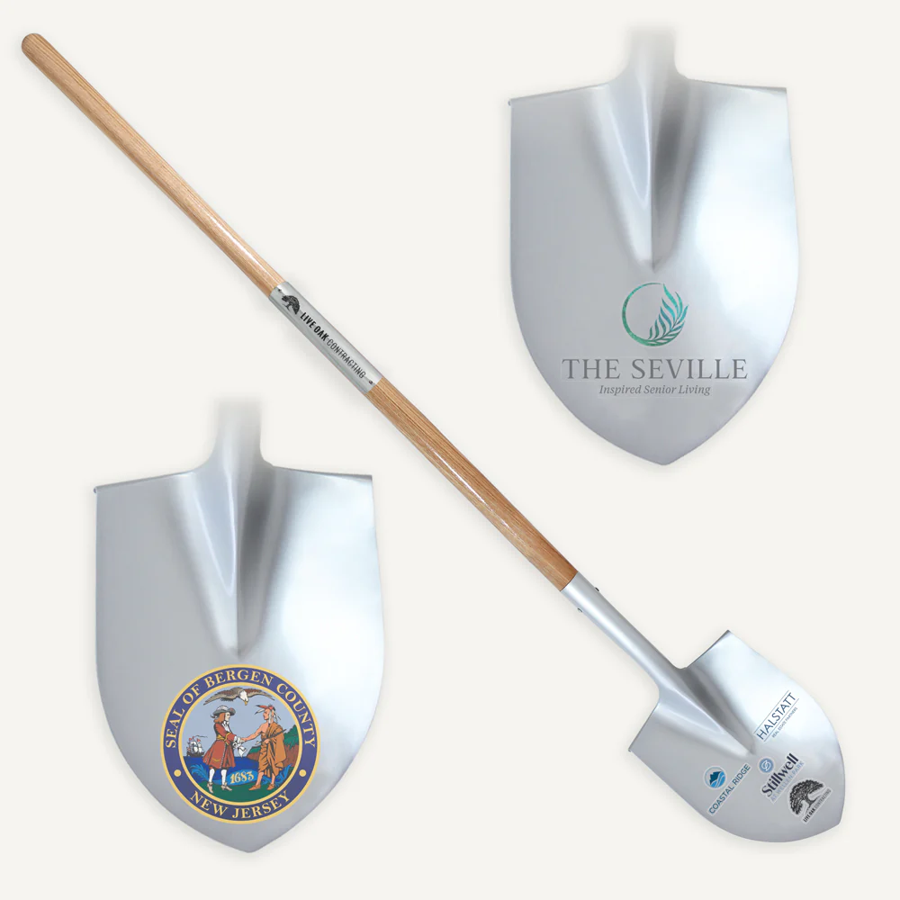 Silver Finish Ceremonial Groundbreaking Shovel - Long Handle