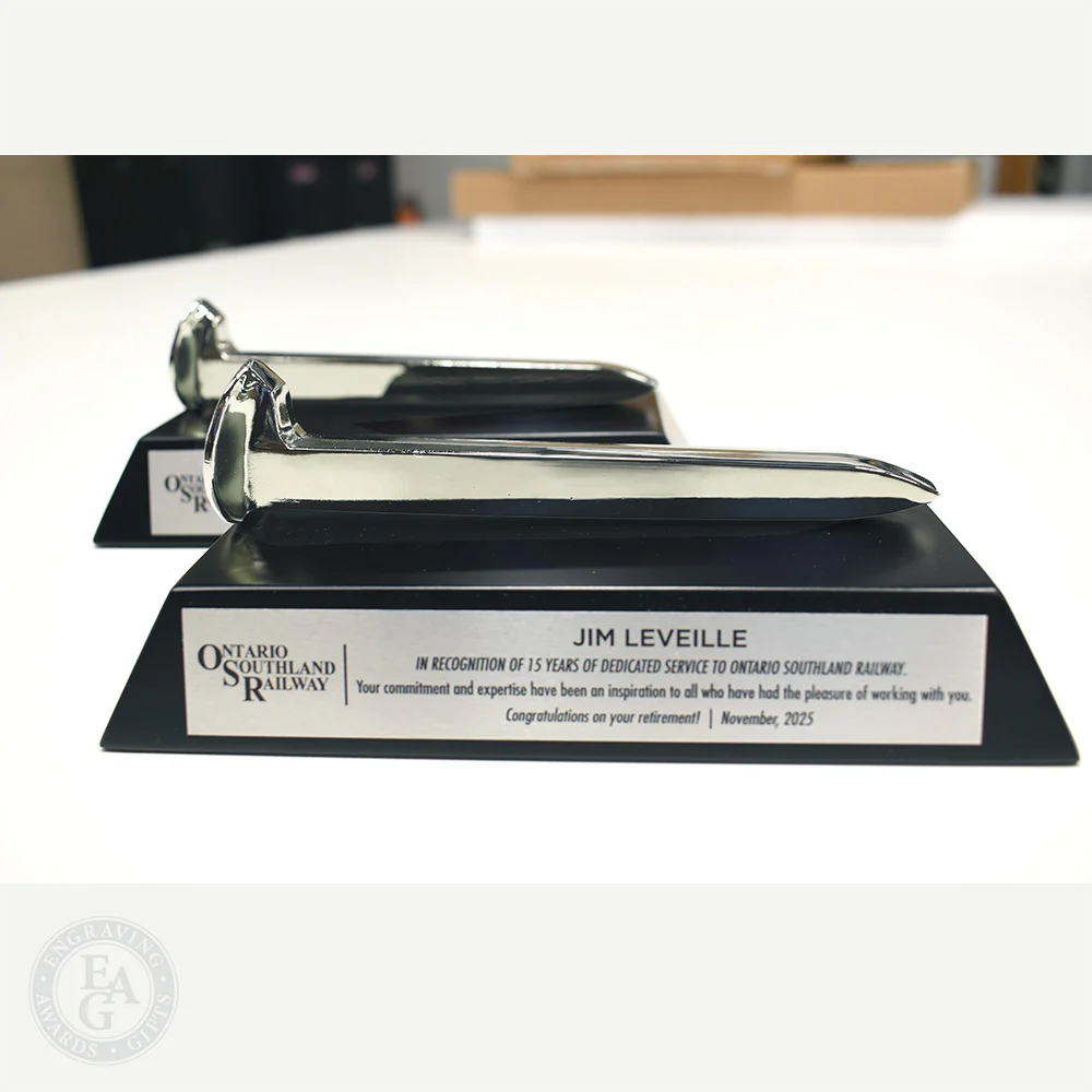 Silver Plated Ceremonial Railroad Spikes Awards Stands - Image 3