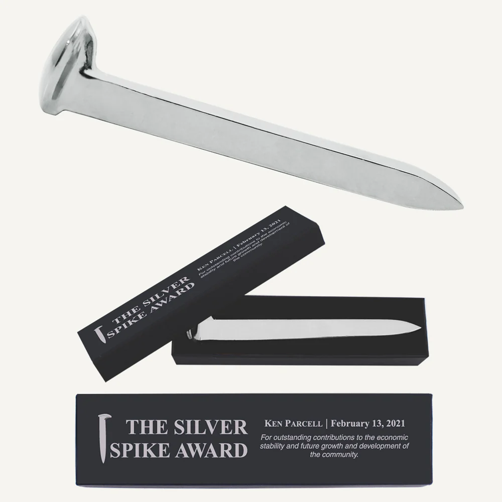 Silver Plated Ceremonial Railroad Spikes with Gift Boxes - Image 3