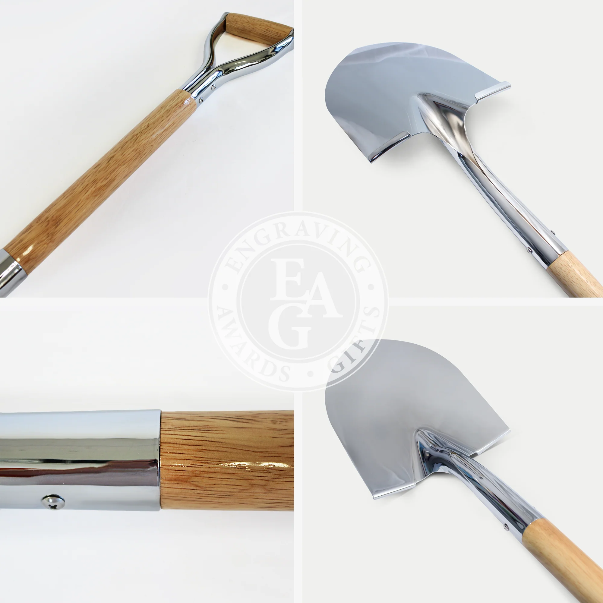 Specialty Chrome Plated Ceremonial Groundbreaking Shovel - D-Handle - Image 3