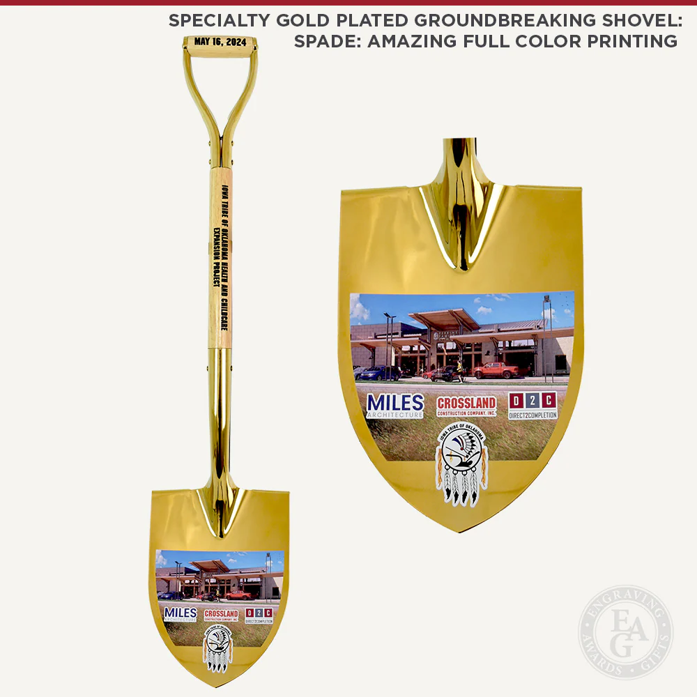Specialty Gold Plated Ceremonial Groundbreaking Shovel - D-Handle - Image 12