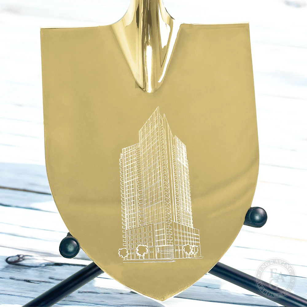 Specialty Gold Plated Ceremonial Groundbreaking Shovel - D-Handle - Image 24