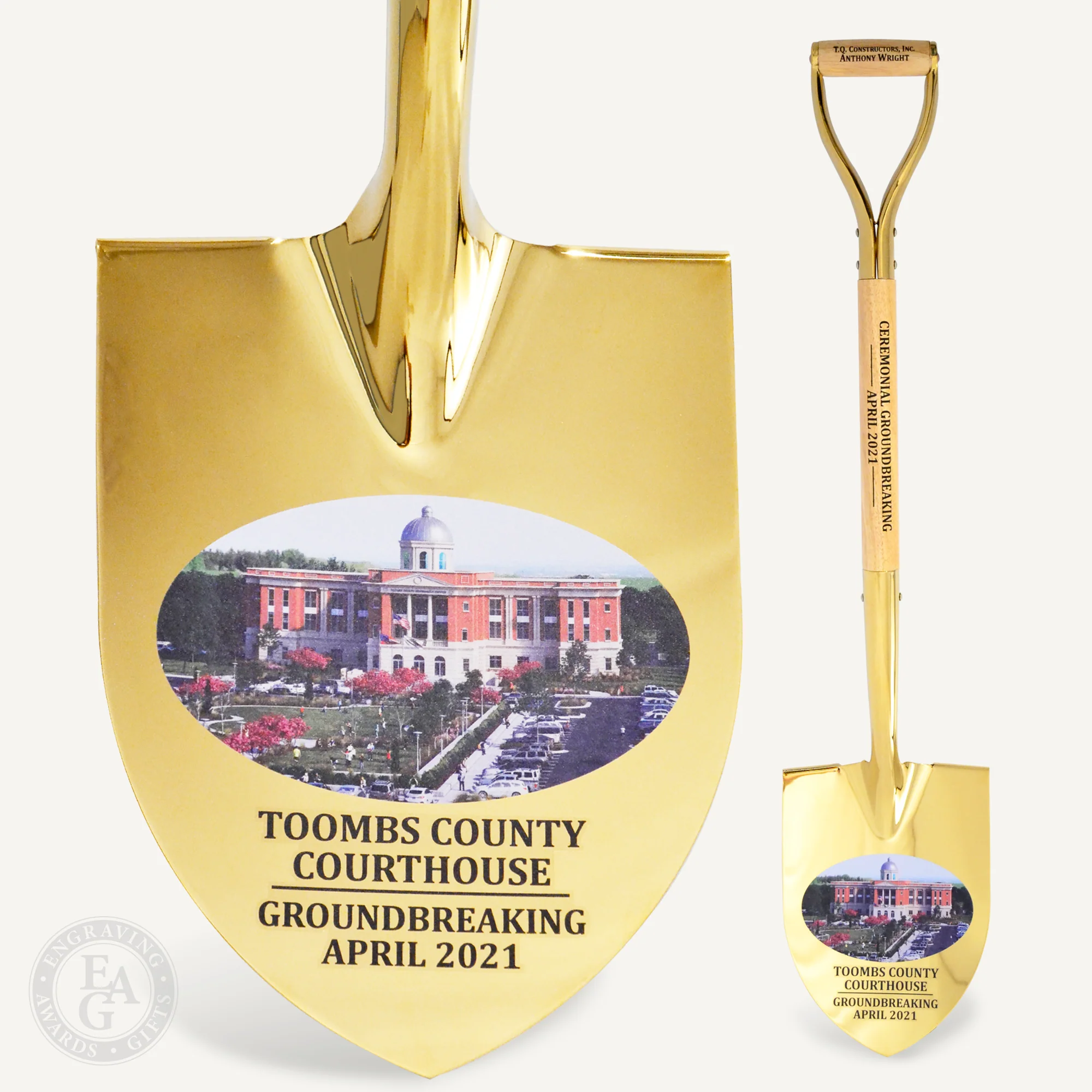Specialty Gold Plated Ceremonial Groundbreaking Shovel - D-Handle - Image 36