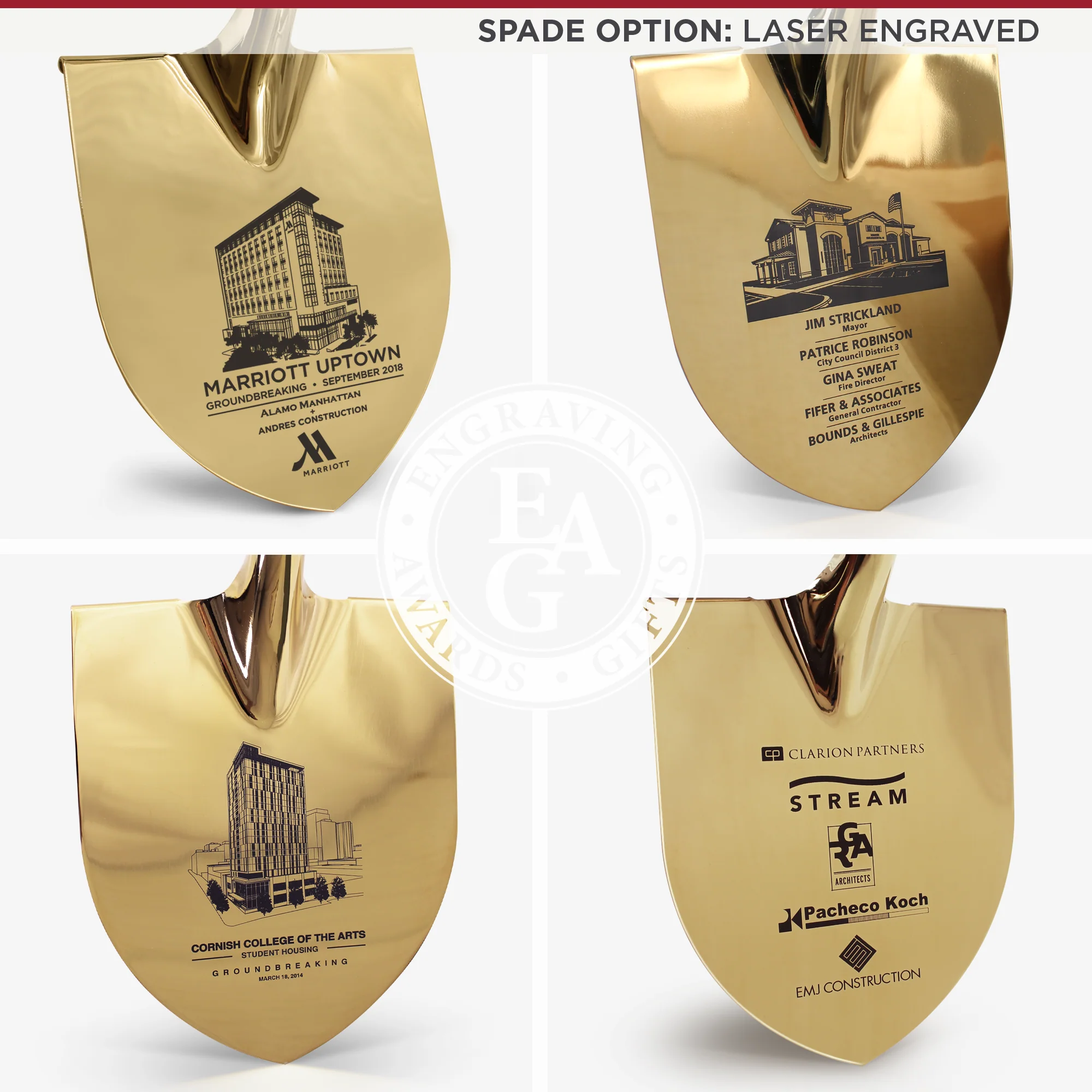 Specialty Gold Plated Ceremonial Groundbreaking Shovel - D-Handle - Image 4