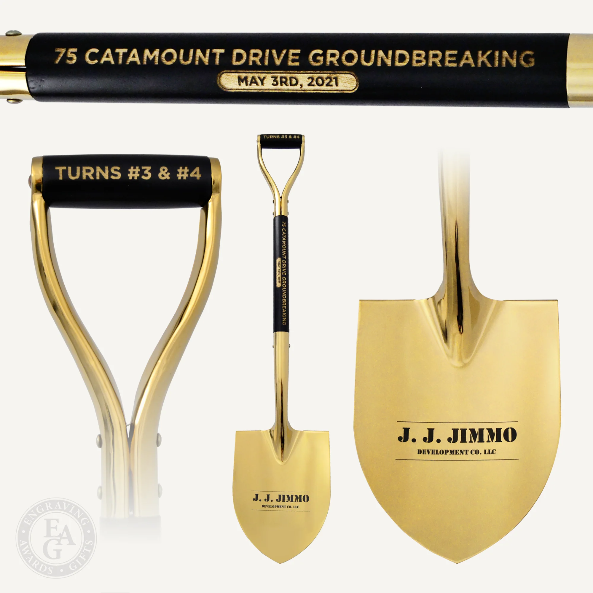 Specialty Gold Plated Ceremonial Groundbreaking Shovel - D-Handle - Image 40