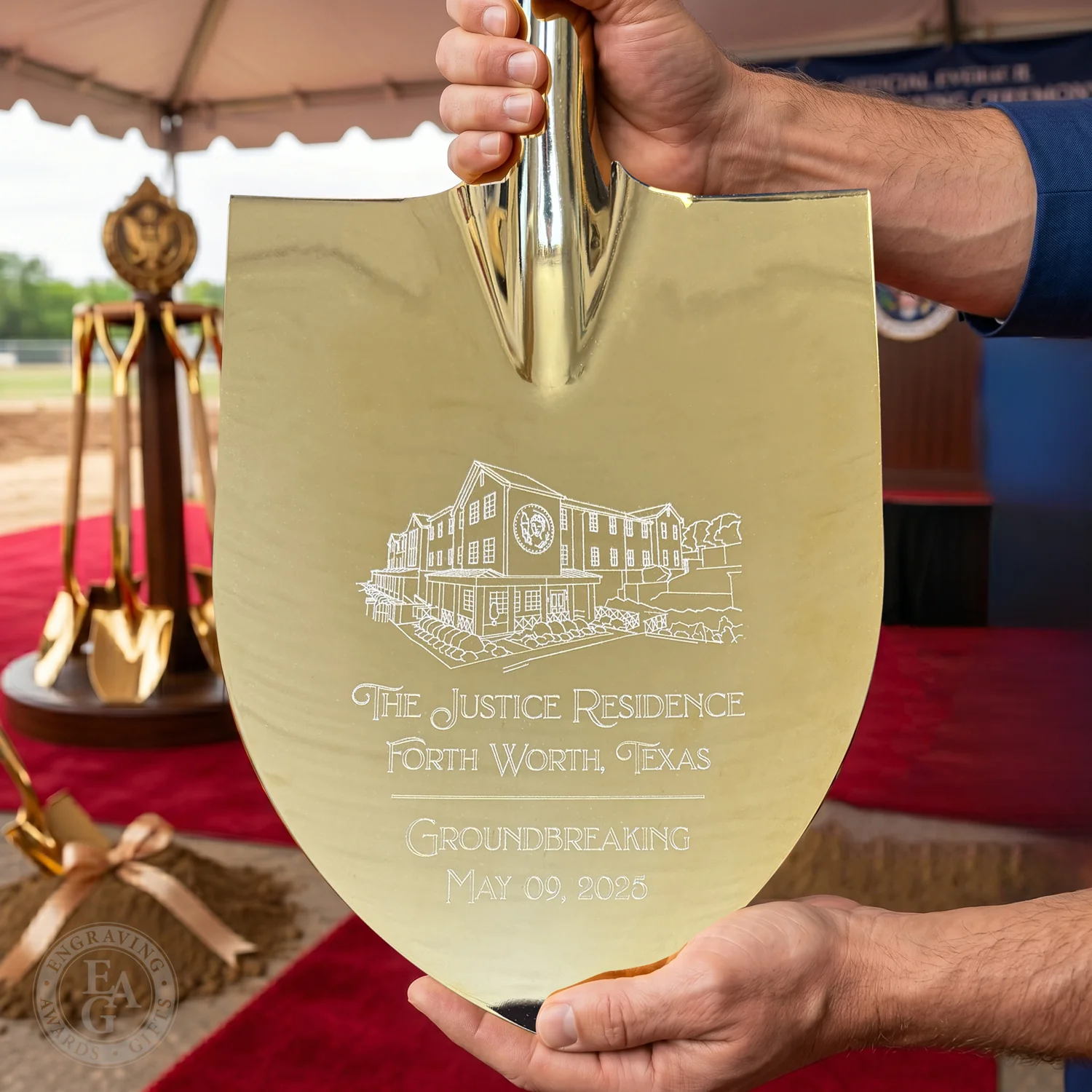 Specialty Gold Plated Ceremonial Groundbreaking Shovel - D-Handle - Image 66