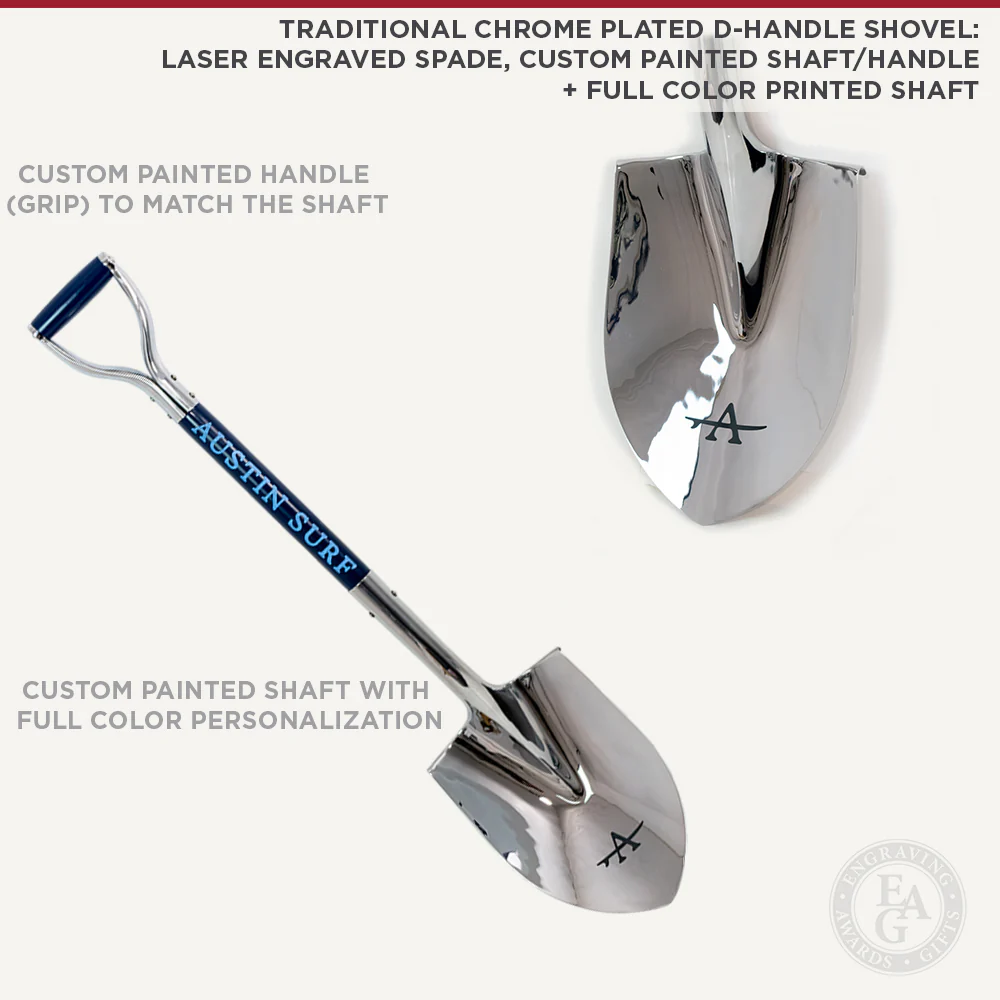 Traditional Chrome Plated Ceremonial Groundbreaking Shovel - D-Handle - Image 22