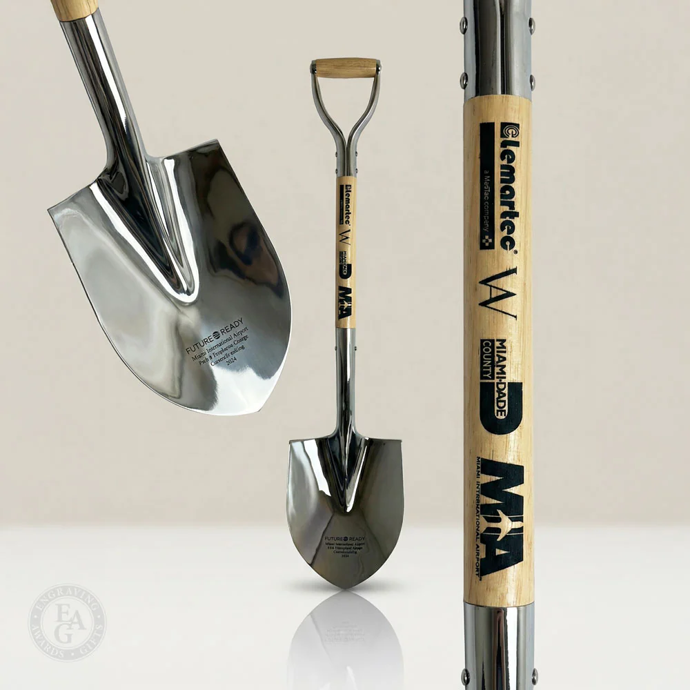 Traditional Chrome Plated Ceremonial Groundbreaking Shovel - D-Handle - Image 56