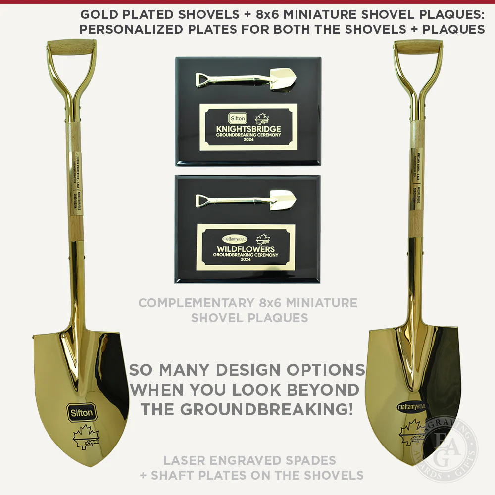 Traditional Gold Plated Ceremonial Groundbreaking Shovel - D-Handle - Image 26