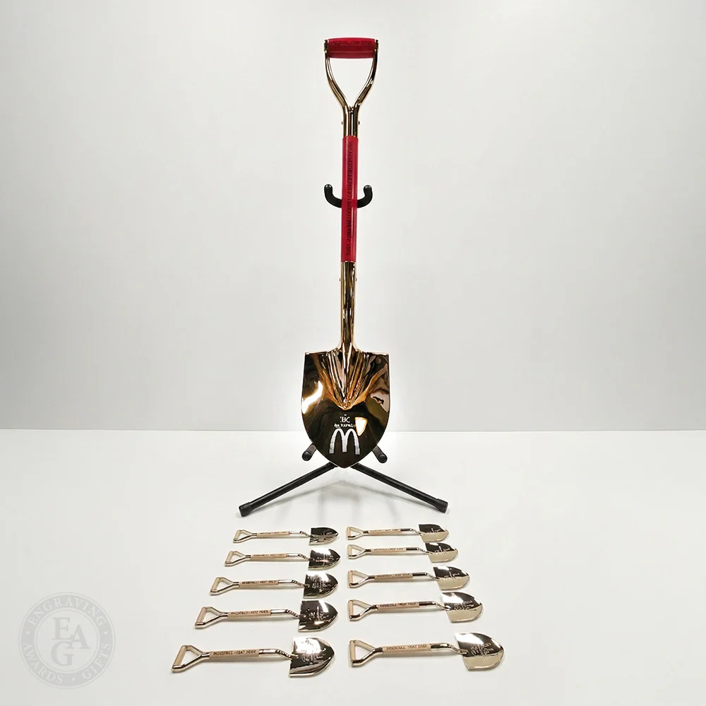 Groundbreaking Ceremonial Shovel Kit - Traditional Gold Plated D-Handle - Image 25