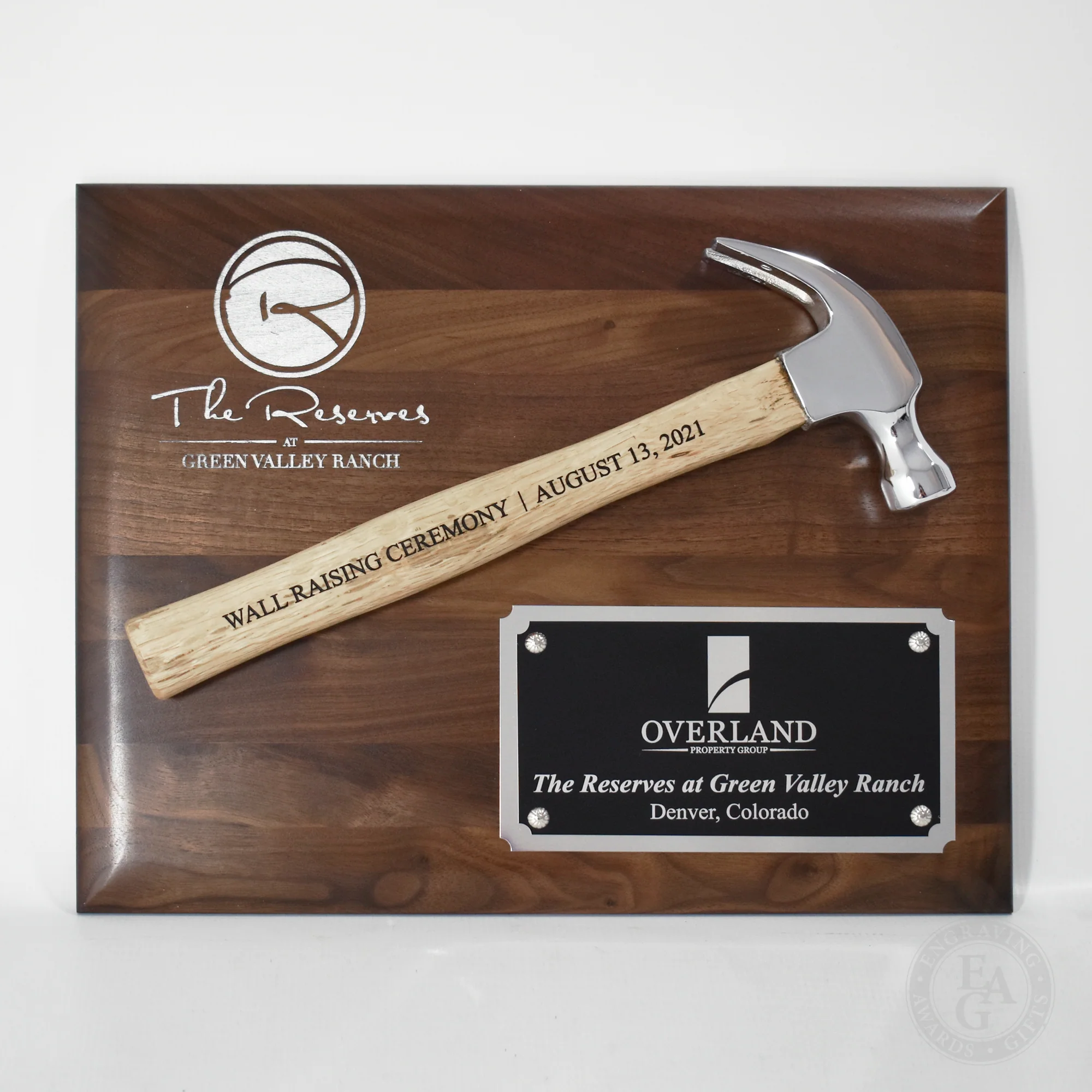 Walnut Plaque with Chrome Plated Hammer - Image 3