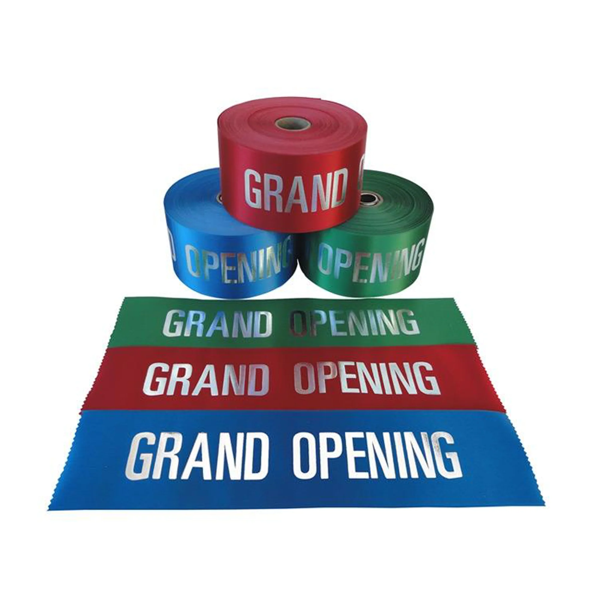 4" Wide GRAND OPENING Ribbon - Silver Text - Image 2